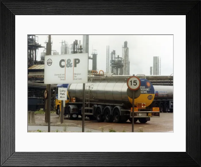 Framed Print : Lorry arriving at ICI Billingham site, 30th May 1991 Framed Print : Lorry arriving at ICI Billingham site, 30th May 1991