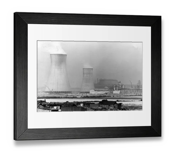 Framed Print : General view of cooling towers at ICI, Wilton. 11th August 1977
