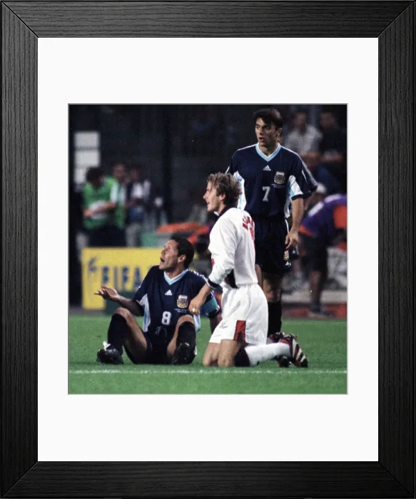 Framed Print : World Cup Second Round match in Saint-Etienne, France. England 2 v Argentina 2 Framed Print : World Cup Second Round match in Saint-Etienne, France. England 2 v Argentina 2