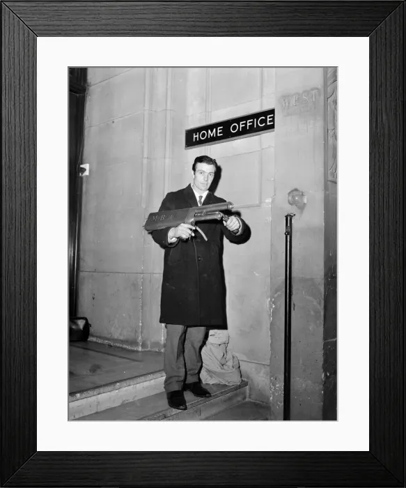 Framed Print : New anti riot gun January 1969 1960s Mobuster Weapon, Home Office Framed Print : New anti riot gun January 1969 1960s Mobuster Weapon, Home Office