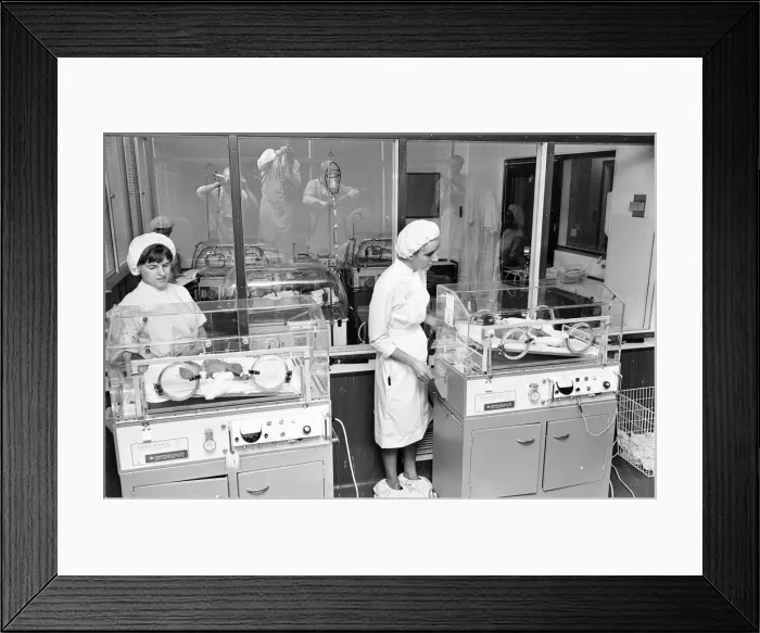 Framed Print : Photo-call for Thorns Sextuplets in Incubation Ward at Birmingham Maternity Hospital