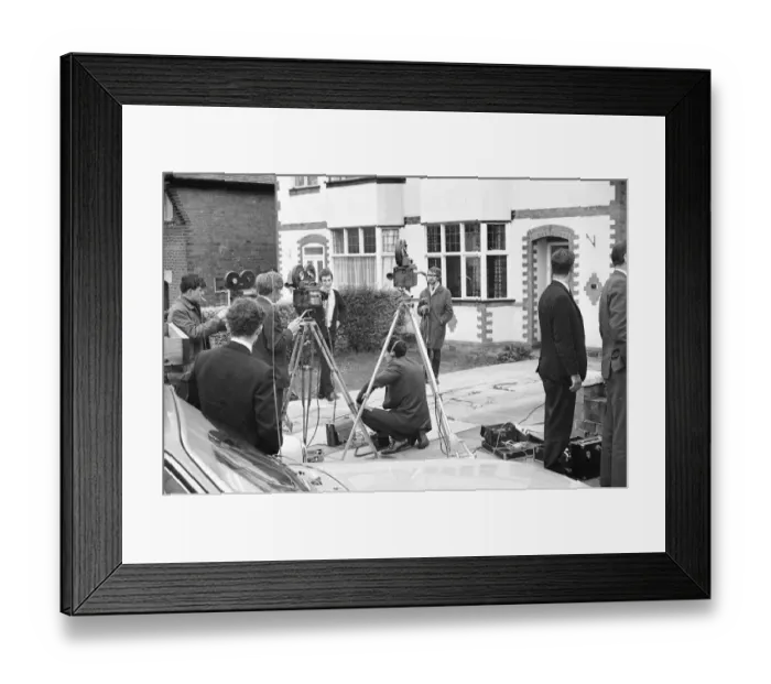 Framed Print : Media presence outside Thorns family home, 2nd October 1968