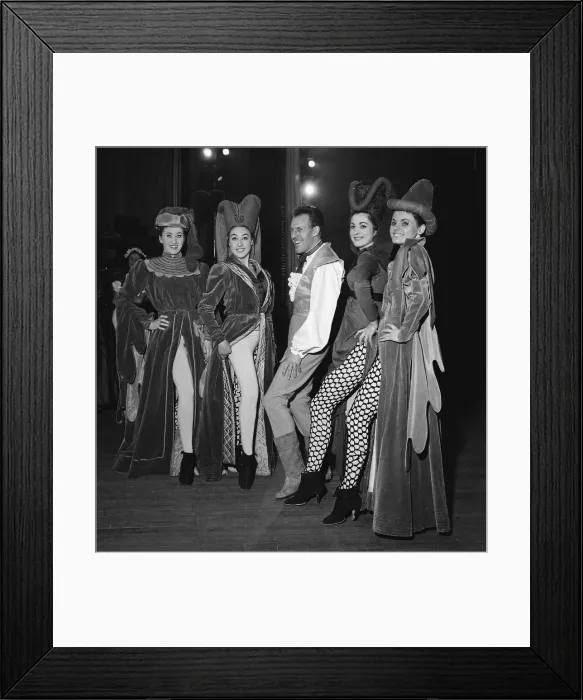 Framed Print : Bruce Forsyth with the chorus girls from the panto Turn Again Whittington 1961