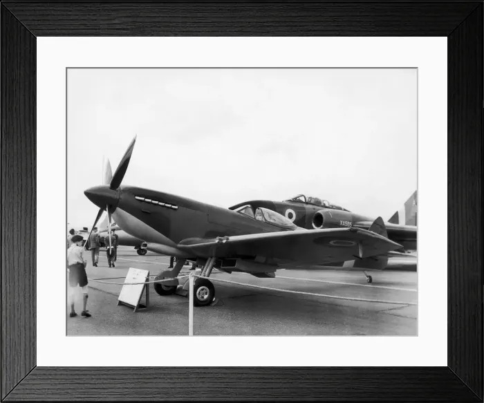 Framed Print : A Spitfire fighter plane on display at Gaydon. September 1960 Framed Print : A Spitfire fighter plane on display at Gaydon. September 1960
