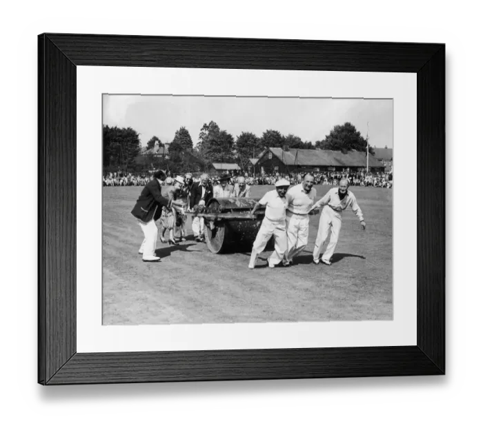 Framed Print : Village cricket pitch being prepared near Littlehampton, West Sussex
