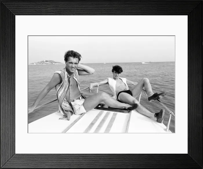 Framed Print : Spandau Ballet, Ibiza, Spain, July 1981. Martin Kemp and John Keeble