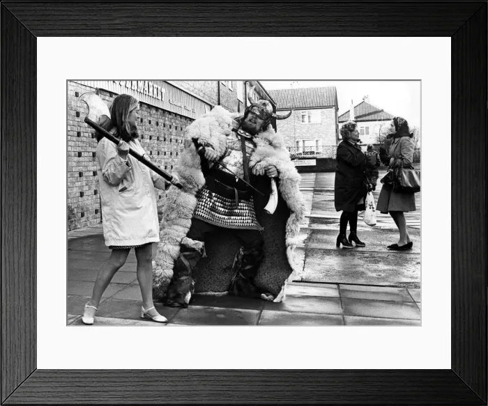 Framed Print : Police repelled a Viking invasion of Newcastle city centre on 10th December 1974