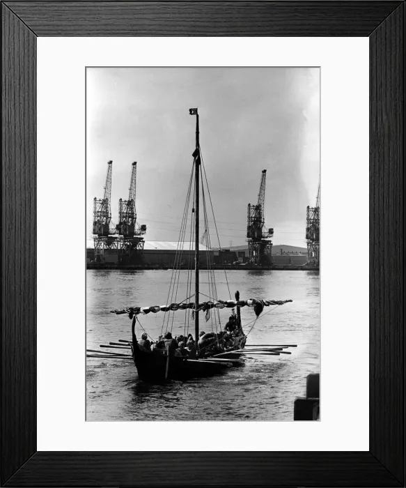 Framed Print : A Viking long ship miakes it way up the river Tyne on 21st July 1980 Framed Print : A Viking long ship miakes it way up the river Tyne on 21st July 1980