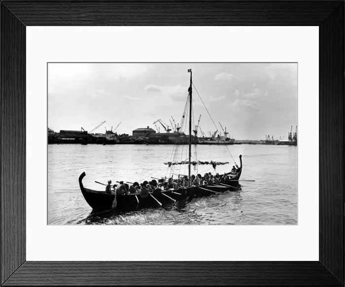 Framed Print : A Viking long ship miakes it way up the river Tyne on 21st July 1980 Framed Print : A Viking long ship miakes it way up the river Tyne on 21st July 1980
