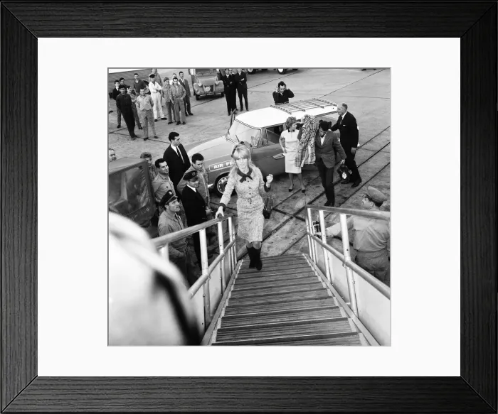 Framed Print : Brigitte Bardot, french film actress, leaving Orly Airport Paris Framed Print : Brigitte Bardot, french film actress, leaving Orly Airport Paris