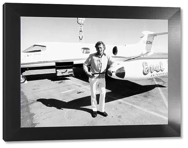 Evel Knievel American stuntman daredevil 1974 in front of his personal plane