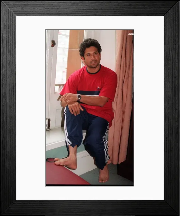 Framed Print : Sachin Tendulkar Indian opening batsman June 1999 in his hotel room before Framed Print : Sachin Tendulkar Indian opening batsman June 1999 in his hotel room before