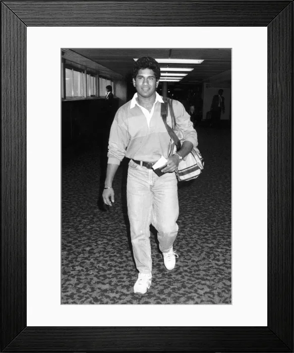 Framed Print : Sachin Tendulkar cricket player for West Indies walks through Heathrow Airport Dbase Framed Print : Sachin Tendulkar cricket player for West Indies walks through Heathrow Airport Dbase
