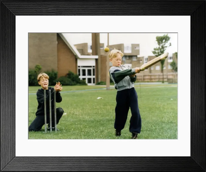 Framed Print : David Elliott battling in the cricket match during Fun Week organised by St Hilda Framed Print : David Elliott battling in the cricket match during Fun Week organised by St Hilda