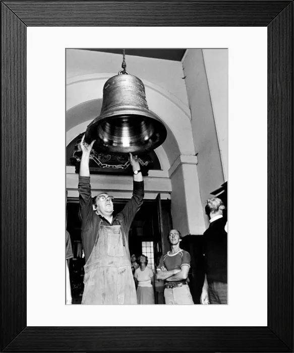 Framed Print : One of the bells at Stockton Parish Church, Cleveland. Two new bells will be hoisted into