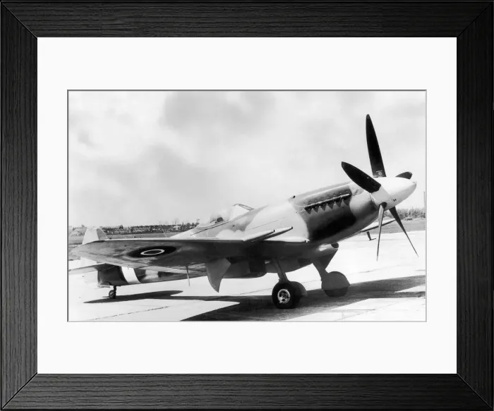 Framed Print : A Spitfire fighter plane on the apron at Castle Bromwich. March 1986 Framed Print : A Spitfire fighter plane on the apron at Castle Bromwich. March 1986