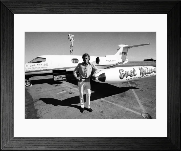Framed Print : Stuntman Evel Knievel prepares to jump Snake River Canyon Framed Print : Stuntman Evel Knievel prepares to jump Snake River Canyon