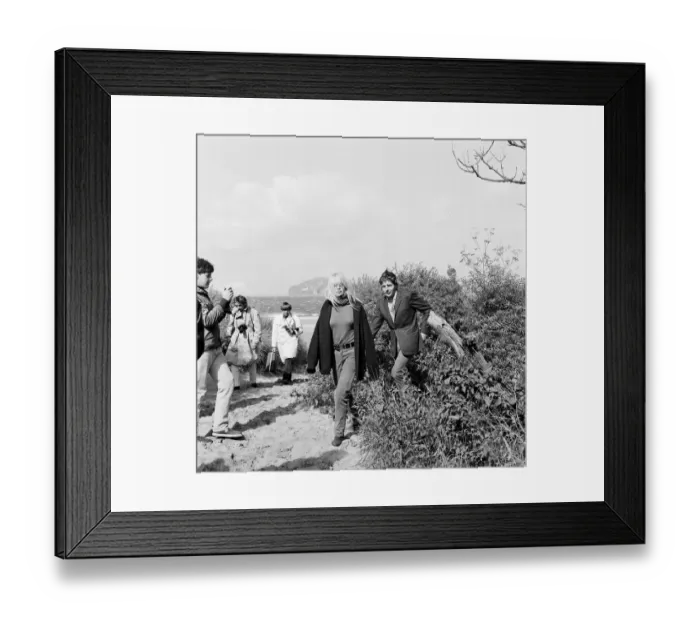 Framed Print : French actress Brigitte Bardot on location in Scotland during filming of her latest movie