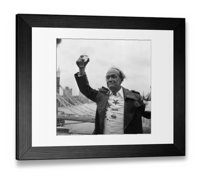 Framed Print : Karl Wallenda, Tightrope Walker, crosses 100ft above the ground, near Tower Bridge