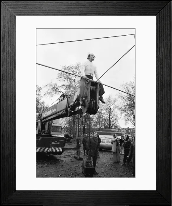 Framed Print : Karl Wallenda, Tightrope Walker, crosses over Europes largest circus tent wire Framed Print : Karl Wallenda, Tightrope Walker, crosses over Europes largest circus tent wire