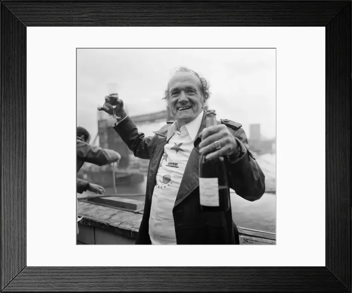Framed Print : Karl Wallenda, Tightrope Walker, crosses 100ft above the ground, near Tower Bridge Framed Print : Karl Wallenda, Tightrope Walker, crosses 100ft above the ground, near Tower Bridge
