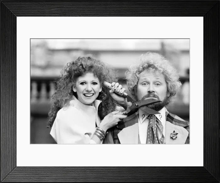 Framed Print : Doctor Who actor Colin Baker, photocall with new assistant, actress Bonnie Langford Framed Print : Doctor Who actor Colin Baker, photocall with new assistant, actress Bonnie Langford