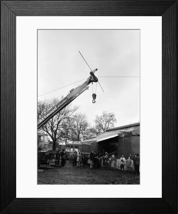 Framed Print : Karl Wallenda, Tightrope Walker, crosses over Europes largest circus tent wire