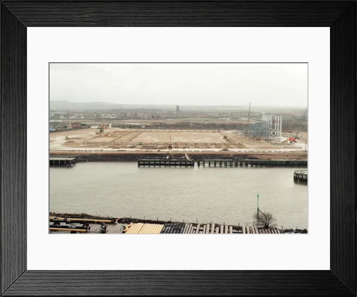 Framed Print : Middlesbrough Football Club. Middlehaven site of construction of new stadium Framed Print : Middlesbrough Football Club. Middlehaven site of construction of new stadium