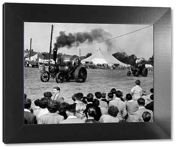 Traction Engines in race at Rally. A race between 10-ton traction engines