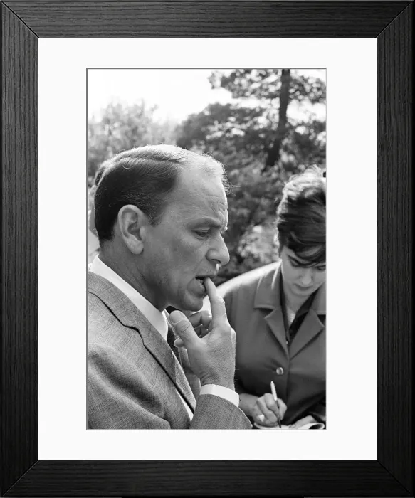 Framed Print : Frank Sinatra, holds a news press conference, Savoy Hotel, London, 3rd June 1962