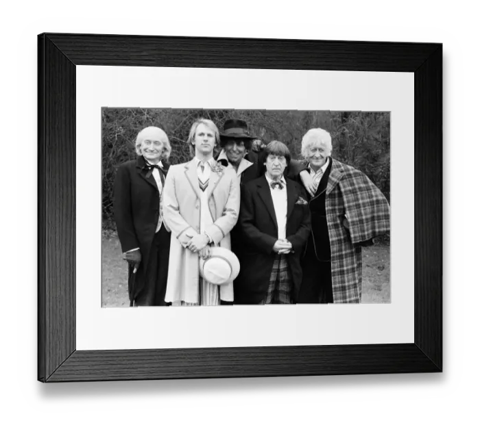 Framed Print : Photocall for special 90 minute Doctor Who episode titled The Five Doctors