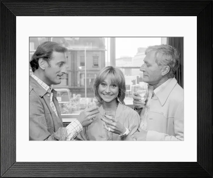Framed Print : Gerald Harper Felicity Kendal and Nigel Davenport August 1979 who are all taking Framed Print : Gerald Harper Felicity Kendal and Nigel Davenport August 1979 who are all taking