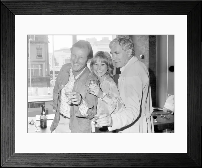 Framed Print : Gerald Harper Felicity Kendal and Nigel Davenport August 1979 who are all taking