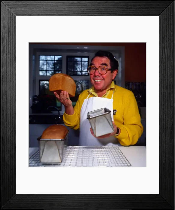 Framed Print : Ronnie Corbett baking bread at home March 1987 Framed Print : Ronnie Corbett baking bread at home March 1987