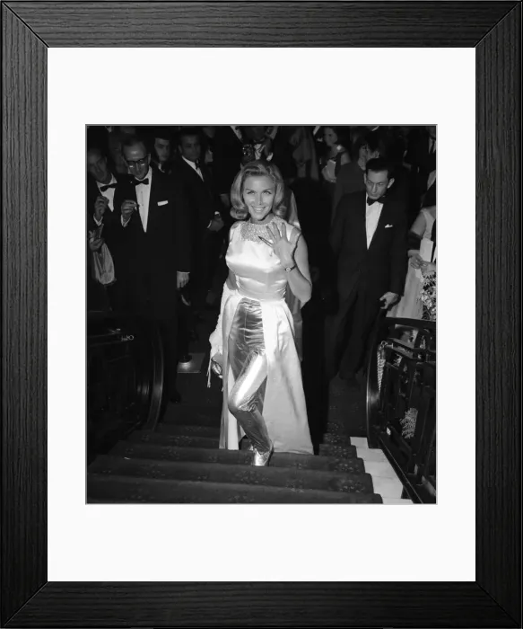 Framed Print : Goldfinger Premiere 1964 Honor Blackman arrives at the premiere of the latest James Framed Print : Goldfinger Premiere 1964 Honor Blackman arrives at the premiere of the latest James