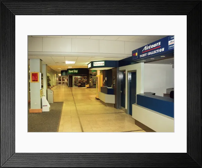 Framed Print : Information desk at Teesside Airport 17th November 1997 Framed Print : Information desk at Teesside Airport 17th November 1997