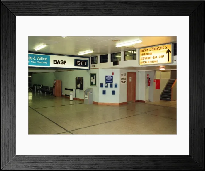 Framed Print : The Arrivals Hall at Teesside Airport 17th November 1997