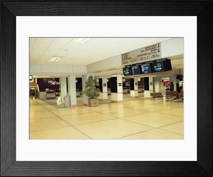 Framed Print : The passenger concourse at Teesside Airport 17th November 1997