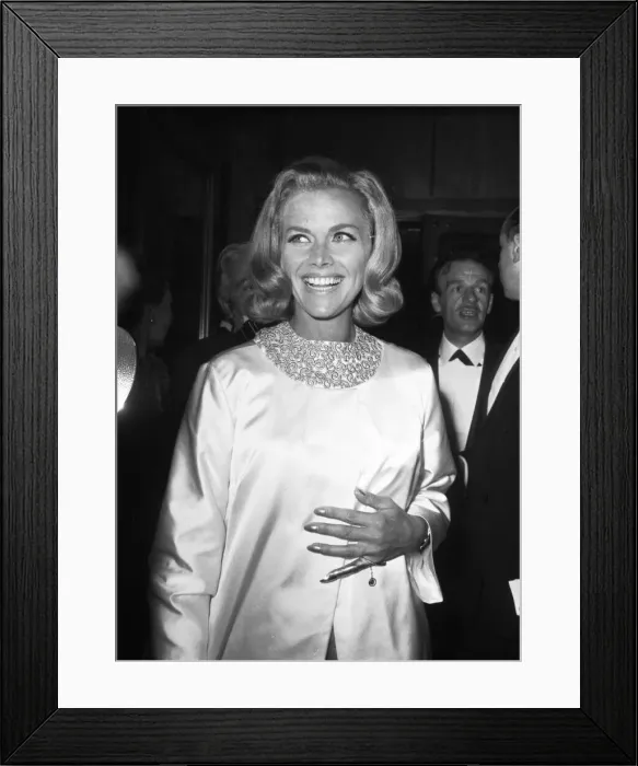Framed Print : Goldfinger Premiere 1964 Honor Blackman arrives at the premiere of the latest James