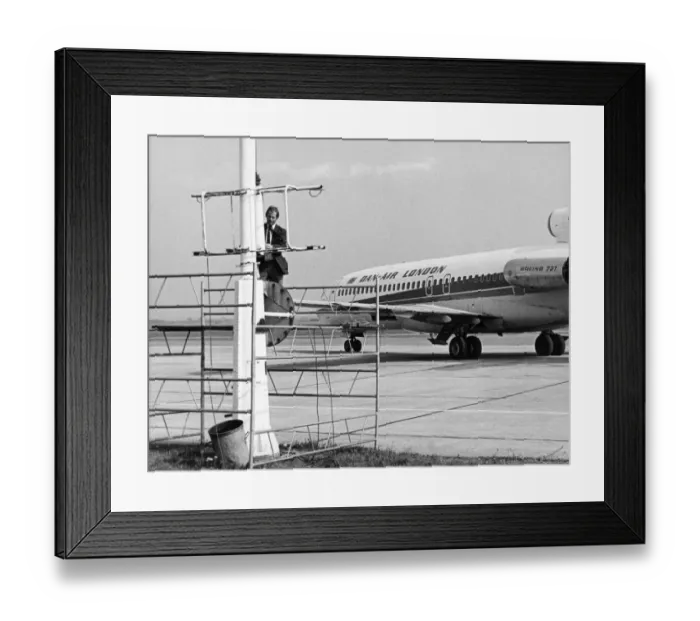 Framed Print : Nesting Starlings have delayed the replacement of a 60 foot apron floodlight