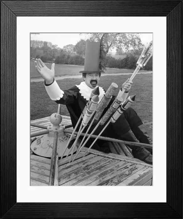 Framed Print : John Helm as Guy Fawkes seen here promoting the Guisborough annual firework display Framed Print : John Helm as Guy Fawkes seen here promoting the Guisborough annual firework display