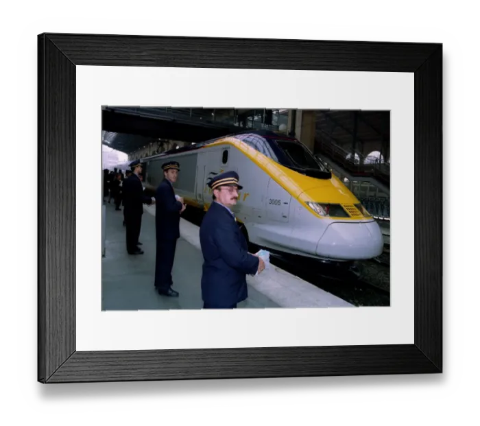 Framed Print : Anxious Channel Tunnel rail staff waiting for the Eurostar Channel Tunnel train to leave Framed Print : Anxious Channel Tunnel rail staff waiting for the Eurostar Channel Tunnel train to leave