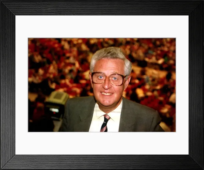 Framed Print : John Cole BBC political editor in Conference Hall DBase Framed Print : John Cole BBC political editor in Conference Hall DBase