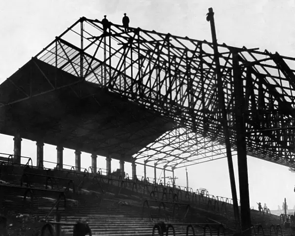 The new Spion Kop stand under construction at Liverpools Anfield Ground