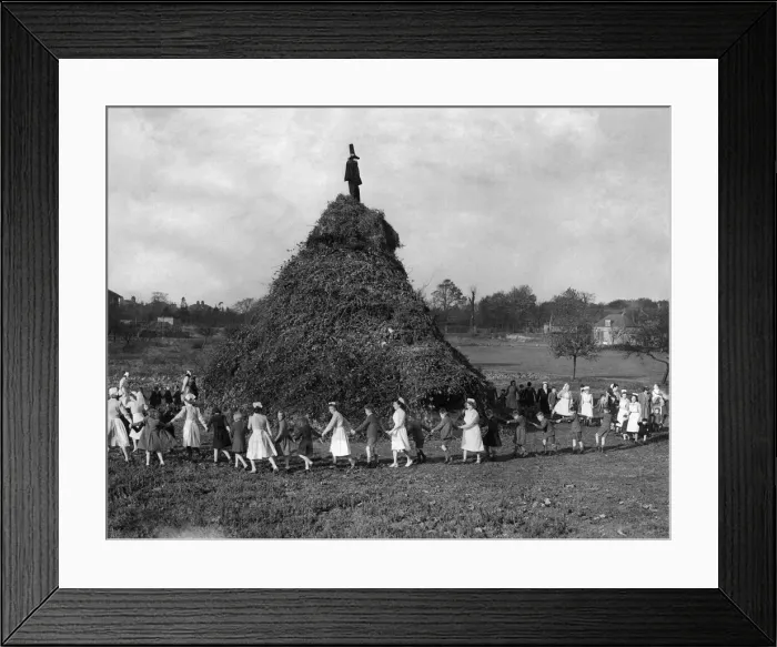 Framed Print : One of the biggest bonfires to be burnt is the huge 50 ft