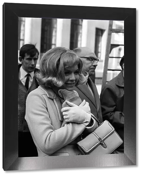 Susannah York Actress, Mar 1966 feeling cold on location clutches a hot water