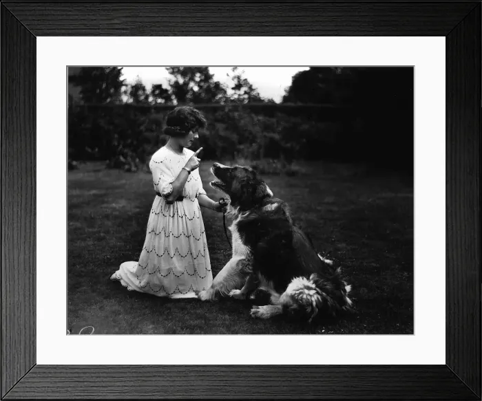 Framed Print : Chrissie White & Sturdee canine film star August 1919 Framed Print : Chrissie White & Sturdee canine film star August 1919