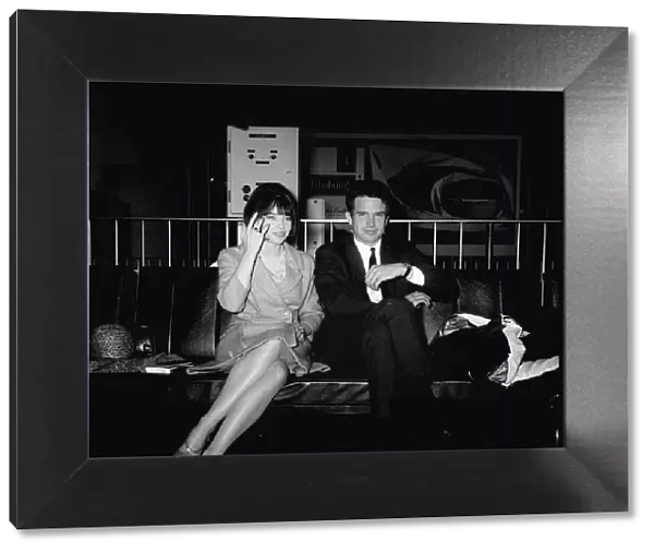 Warren Beatty actor meets Leslie Caron actress June 1965 at London airport