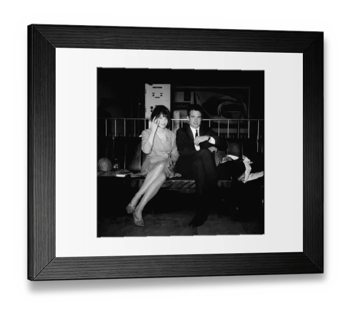 Framed Print : Warren Beatty actor meets Leslie Caron actress June 1965 at London airport