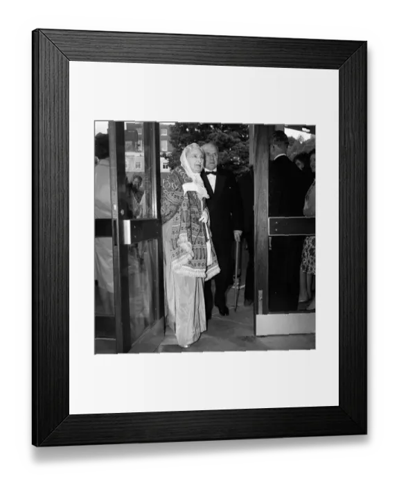 Framed Print : Sybil Thorndike & husband June 1965 at the opening of the Yvonne Arnaud theatre